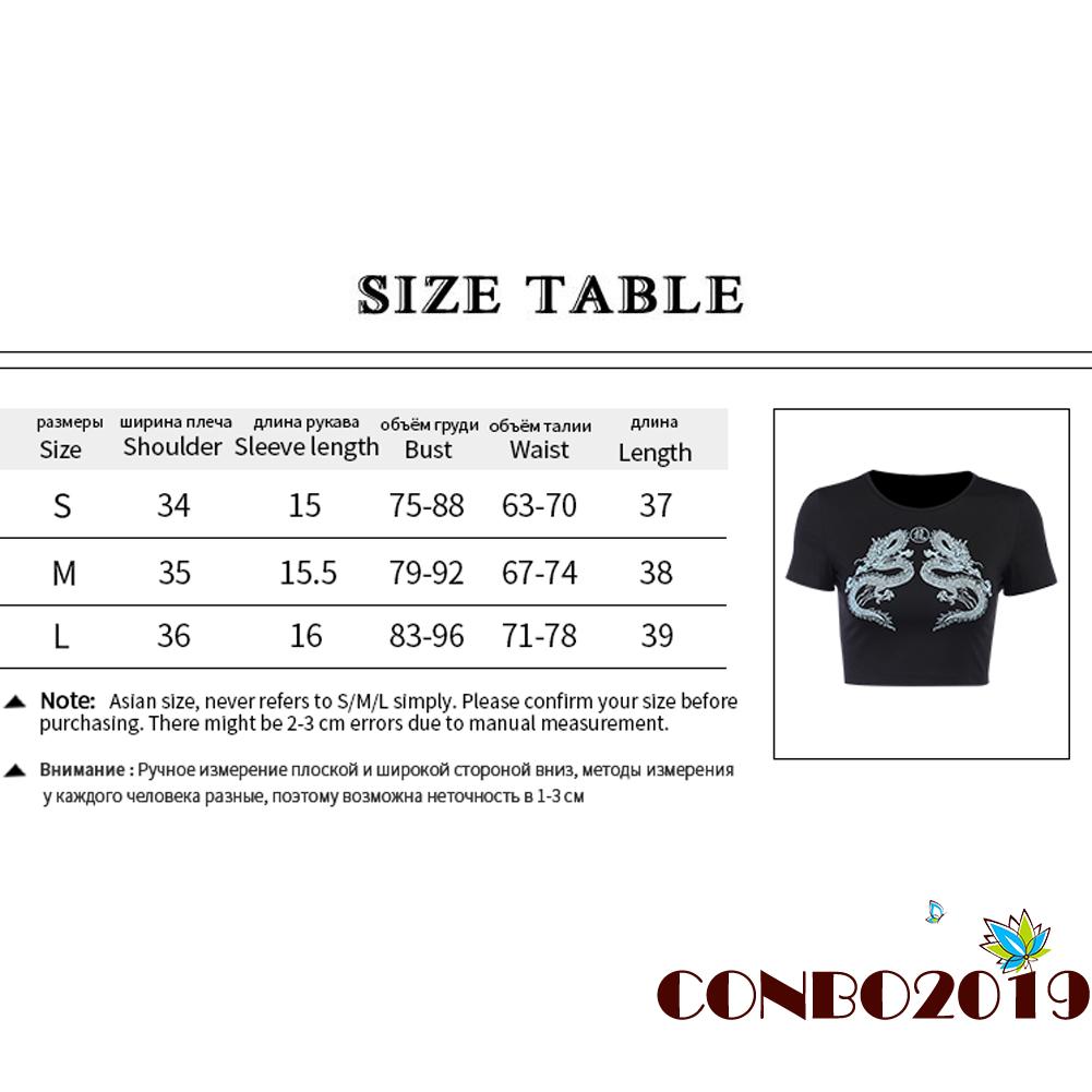 Áo Croptop Ngắn Tay In Họa Tiết Rồng Cá Tính Dành Cho Nữ