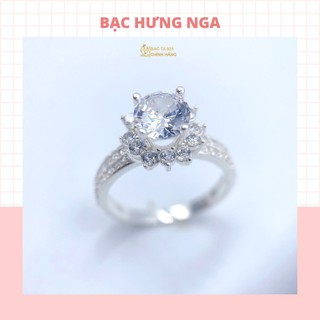 Nhẫn nữ bạc ta 925 HNJI đính đá nhân tạo , đá chủ nhân tạo 10ly sang trọng đẳng cấp - HN 010