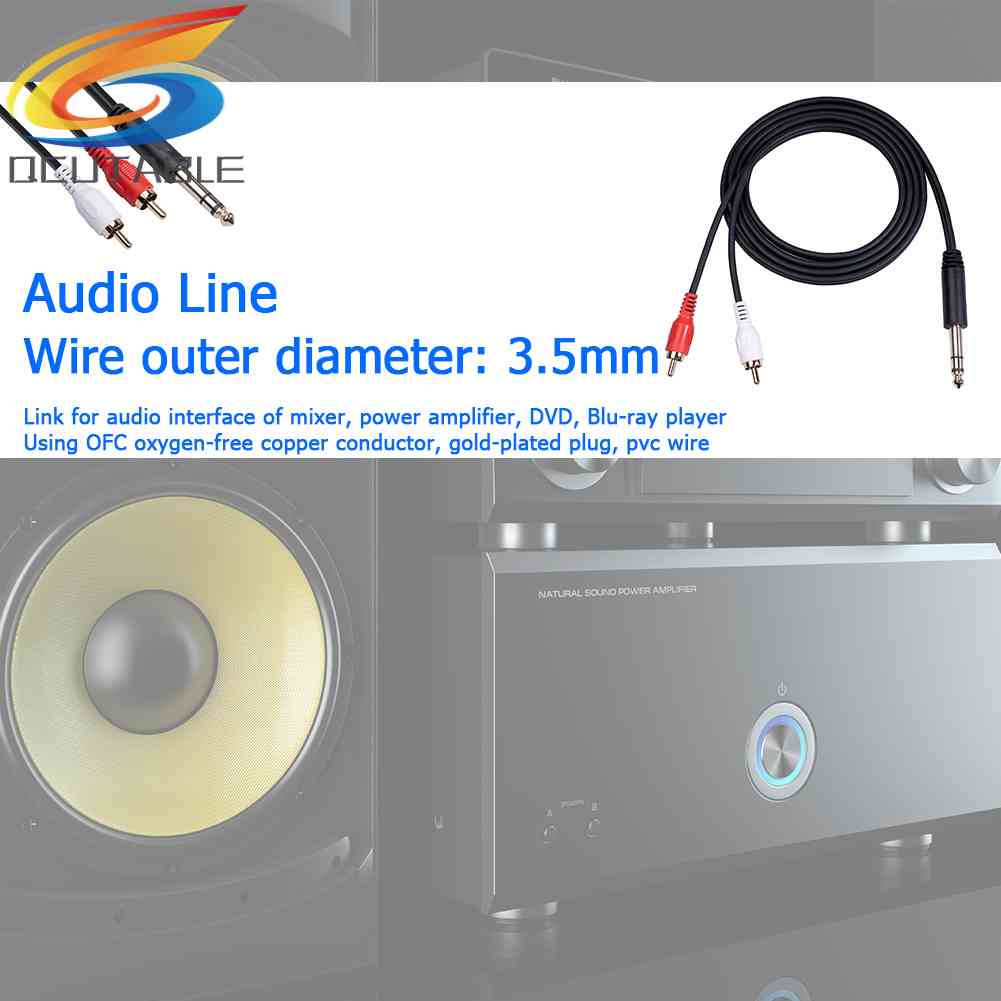 Cáp Âm Thanh 2 RCA Sang 1 / 4 inch 6.35mm TRS 1.5m / 4.9ft