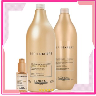 Bộ dầu gội xả Loreal Gold Quinoa chăm sóc tóc hư tổn chuyên nghiệp đến từ Pháp