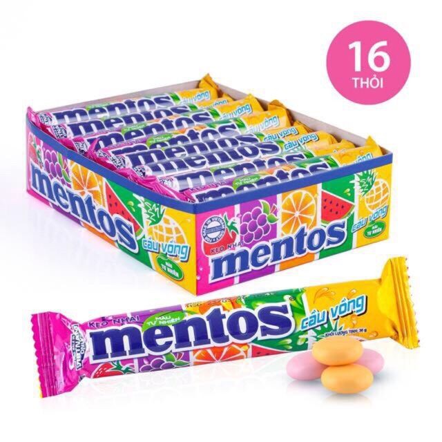 Khay 16 thỏi Kẹo Mentos Hương Trái Cây 30g