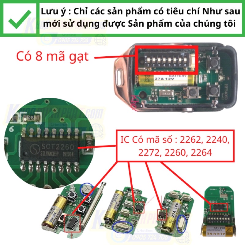 Làm chìa khoá cửa cuốn tại Đà Nẵng - Remote 433mhz 310mhz 315mhz 350mhz