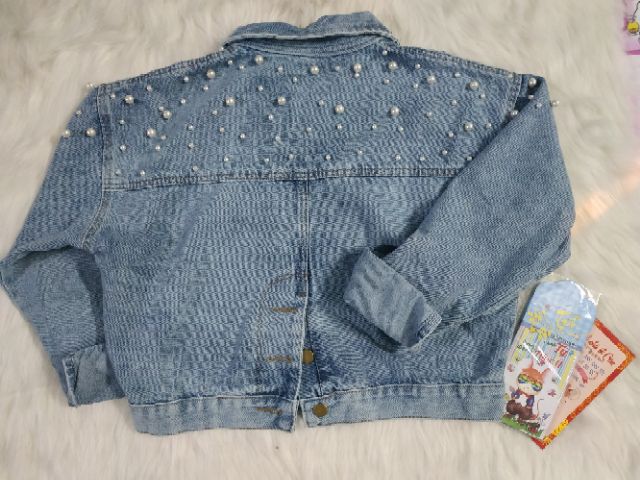 Áo Khoác Jean Nữ Đính Hạt Ngọc Cúc Lưng Hàng Hot Chuẩn Xịn AKJ05 (Hình - video thật) | BigBuy360 - bigbuy360.vn