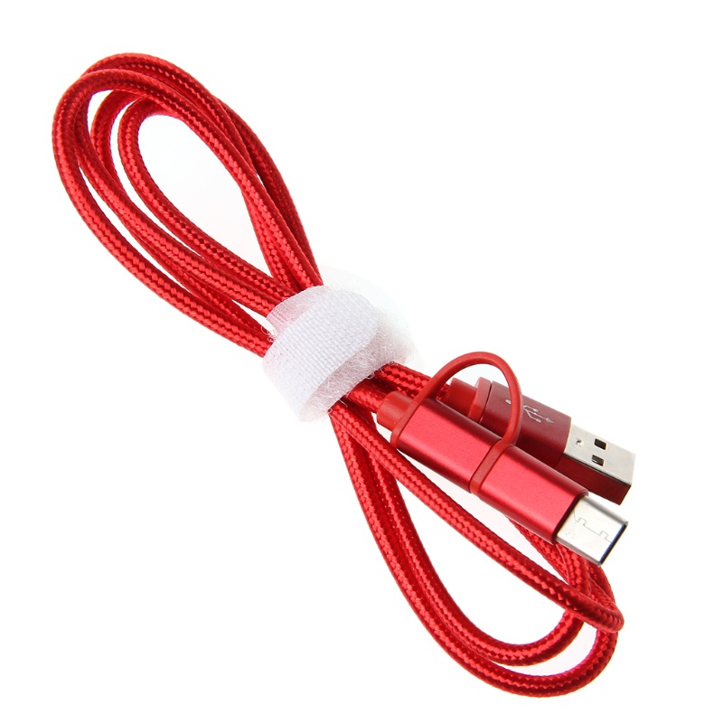 Dây Cáp Sạc 2 Trong 1 USB 2.0 Male Sang USB 3.1 Type C &amp; Micro USB Bện Dây