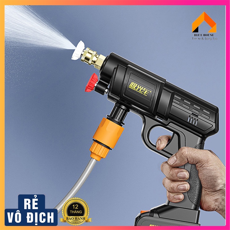 Máy rửa xe ô tô, máy rửa xe mini dùng pin 2h cao cấp - Hàng  chính hãng