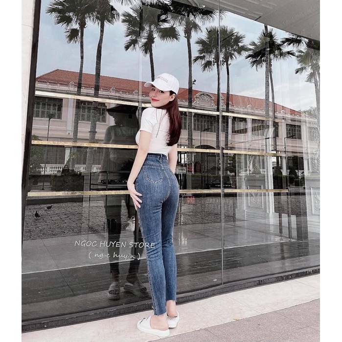 ( Mã 3106 ) Quần jeans giãn ôm lưng cao rách gấu mẫu mới siêu hot