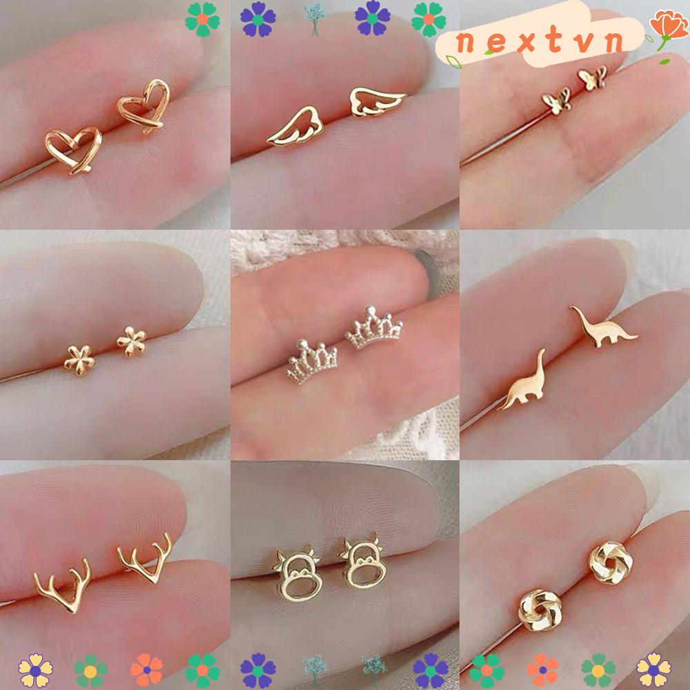 Khuyên Tai Hình Tròn/Ngôi Sao/Trái Tim Nhỏ Không Gây Dị Ứng Thời Trang 925|Ví Nữ Nhiều Màu Họa Tiết Khủng Long Và Bướm
