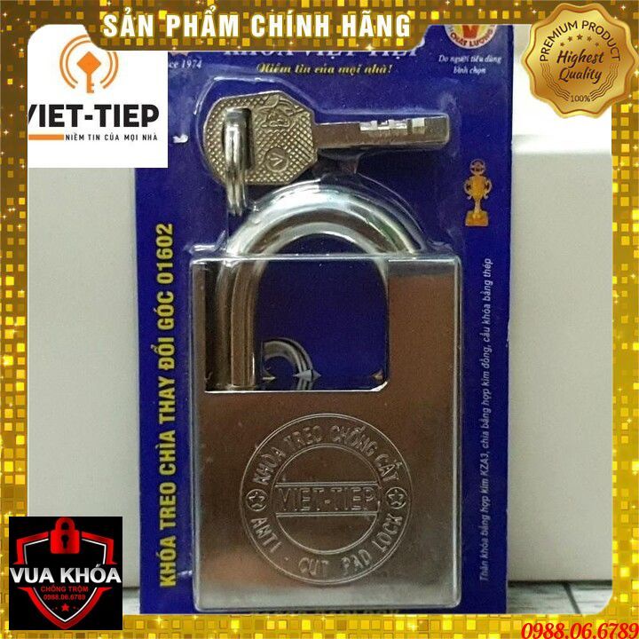 Ổ khóa cửa treo Việt Tiệp hợp kim chống cắt màu trắng⚡FREE SHIP⚡ Khóa cần chìa chống quên chìa. hợp kim thép cao cấp