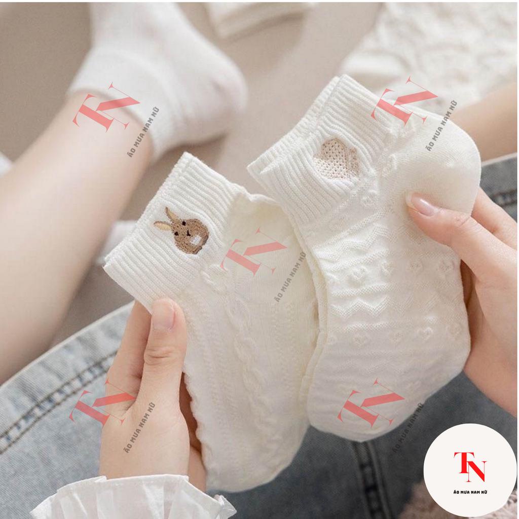 Tất cổ ngắn nữ phong cách Vintage, vớ nữ chất liệu vải Hàn co giãn 4 chiều M26A1 - Tình Ngọc Store