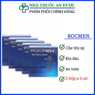 ( Che tên sản phẩm) - Bao Cao Su Gân Gai Tăng Khoái Cảm 5 chiếc Rocmen Brazil Cá ngựa xanh