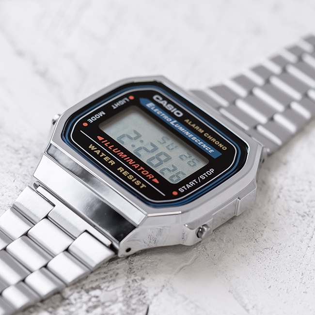 Đồng hồ unisex dây kim loại Casio chính hãng Anh Khuê A168WA-1WDF (36mm)
