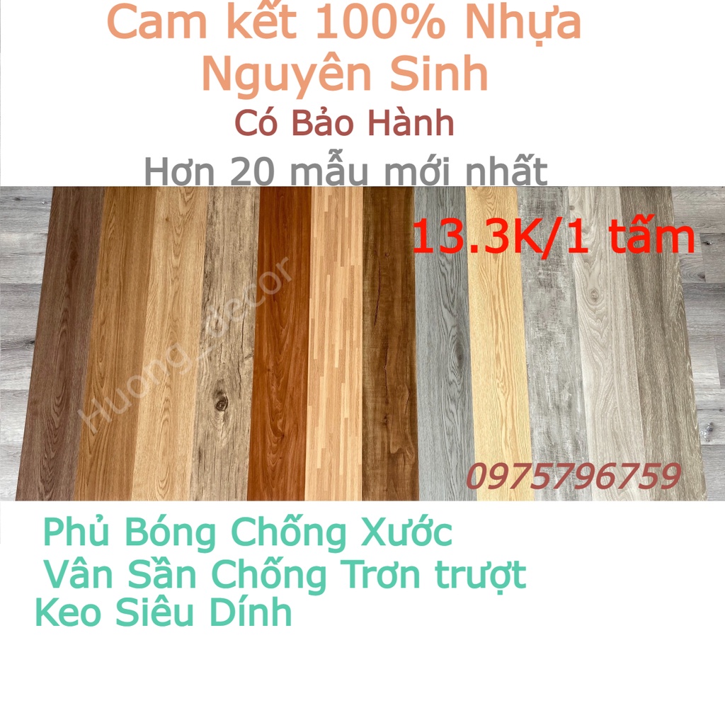 Tấm Sàn nhựa giả vân gỗ loại 1 có sẵn keo dán Vân sần, độ dày đủ 2mm