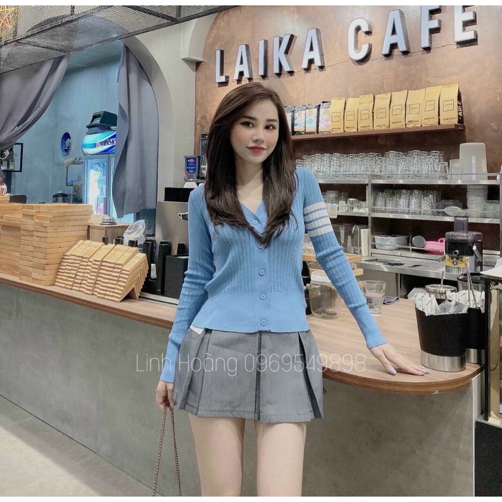 Áo len nữ ,áo cadigan thome kẻ tay siêu hót không ngừng