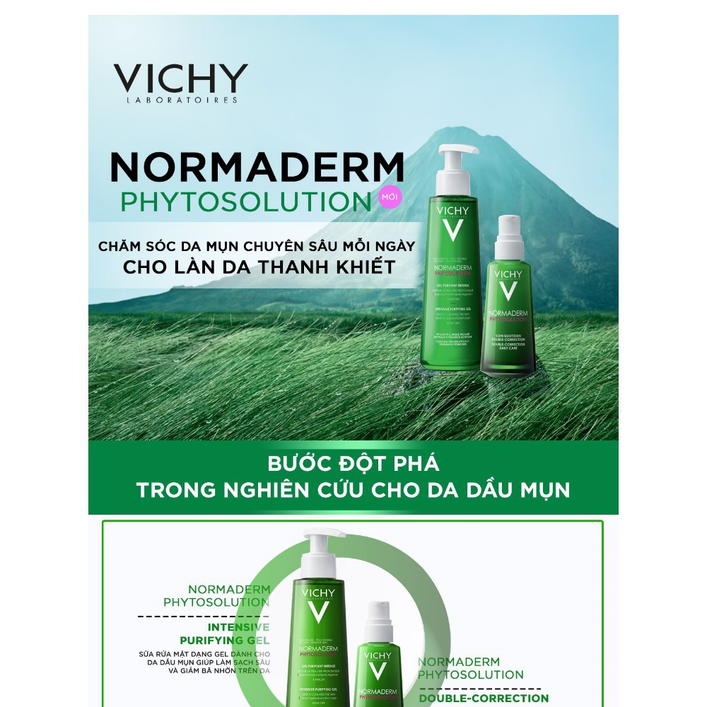 Sữa Rửa Mặt Vichy Normaderm Dạng Gel Giúp Làm Sạch Sâu, Giảm Bã Nhờn - Vivchy Normaderm Phytosolution Intensive 50ml
