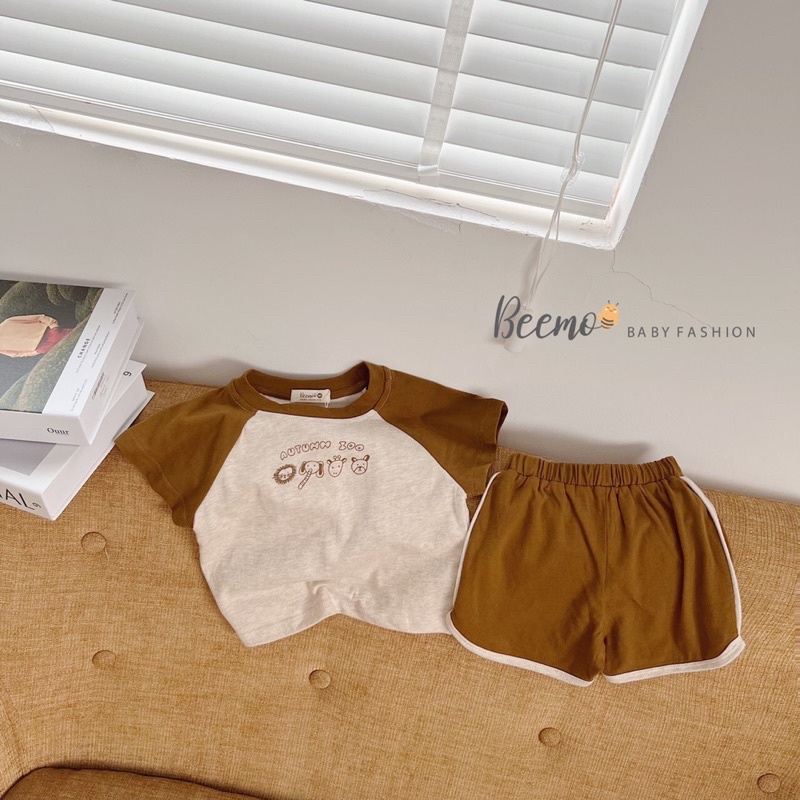 _Bộ cotton in hình thú dễ thương cho bé trai/gái 9 đến 23kg