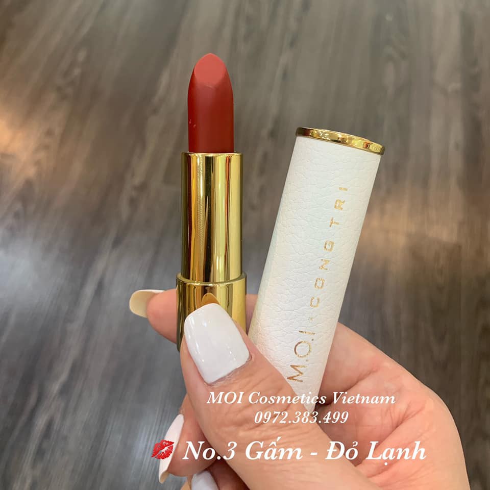MÀU SON THỎI M.O.I x CÔNG TRÍ NO3 GAM -Tuyệt tác son thỏi M.O.I x Công Trí được tạo ra từ sắc đẹp và thời trang