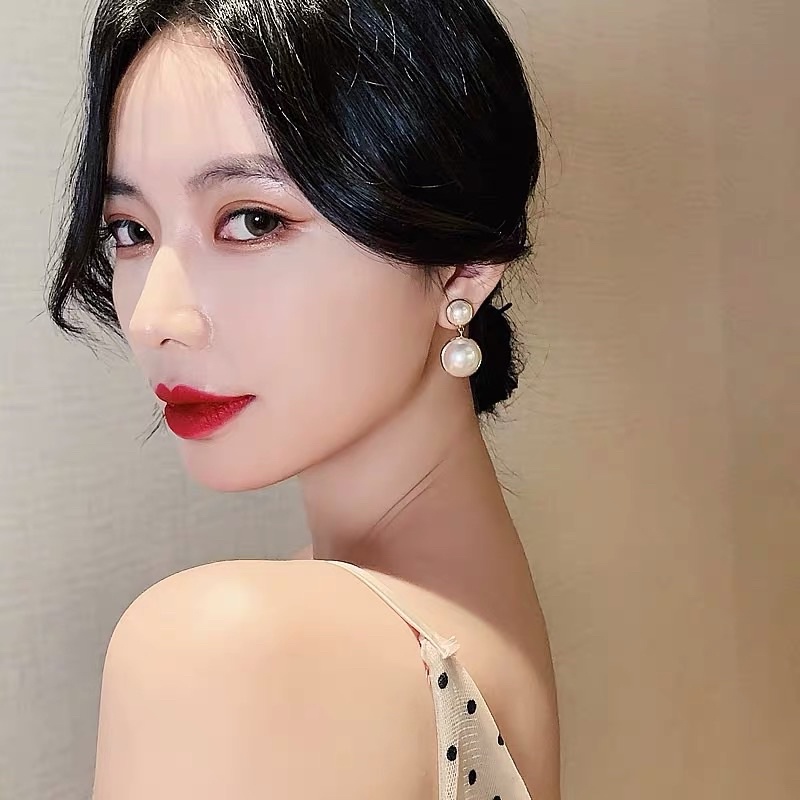 Khuyên tai đính hạt tròn nữ tính - Maben