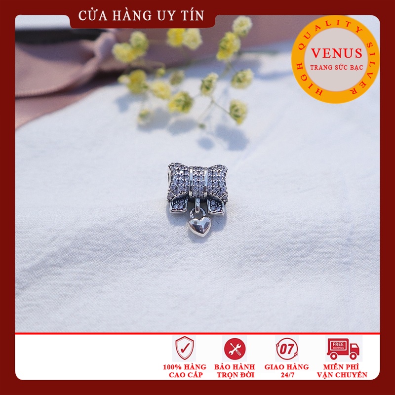 [Hàng cao cấp] Charm bạc 925 hình chiếc nơ gắn đá- Mã sản phẩm VENUSND