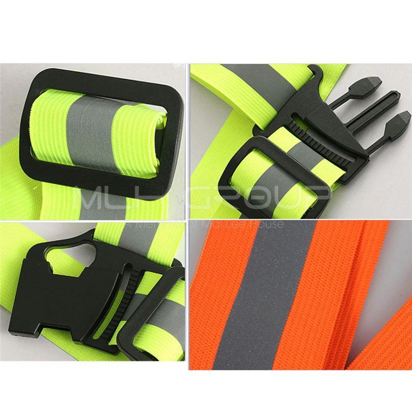 Combo 2 Áo Dây Phản Quang Nam Nữ (Xanh và Cam) Với Dây Thun Đàn Hồi Co Giãn An Toàn Khi Đi Xe Đạp, Xe Máy MLH