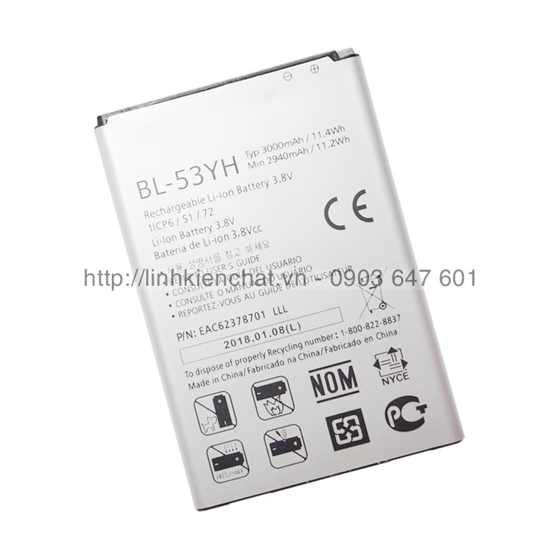 Pin LG G3 Cat6 F460 F400 D855 3000mAh - Hàng nhập Khẩu