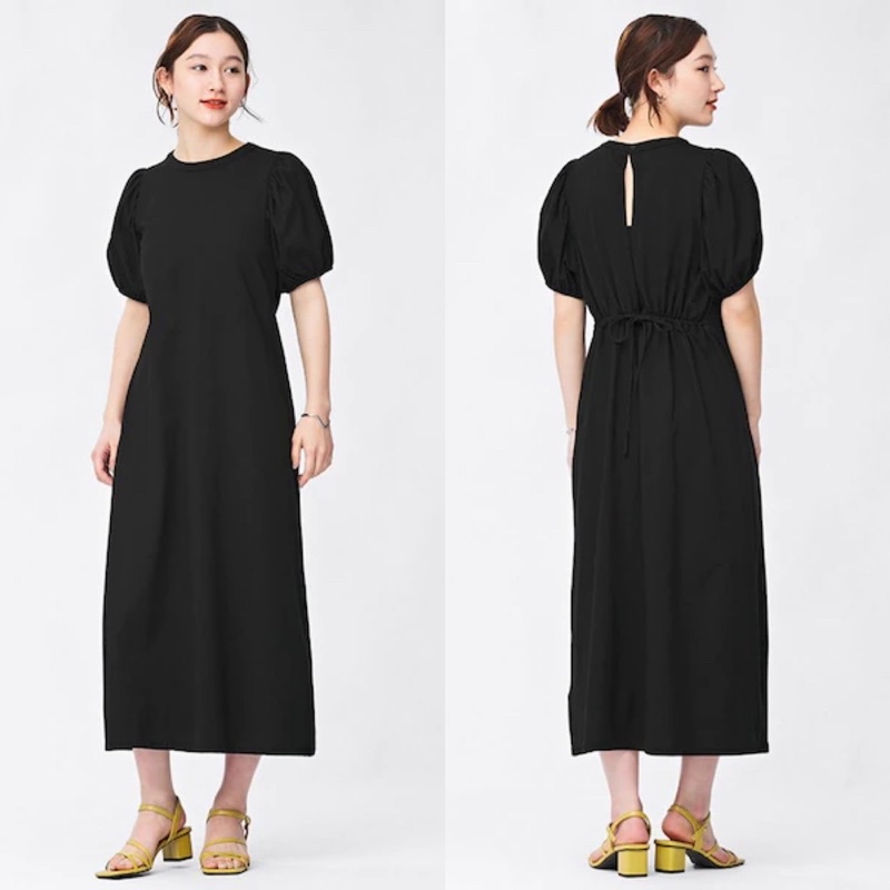 Đầm cotton hở lưng, tay bồng xinh xắn, dễ thương của GU - Nhật Bản