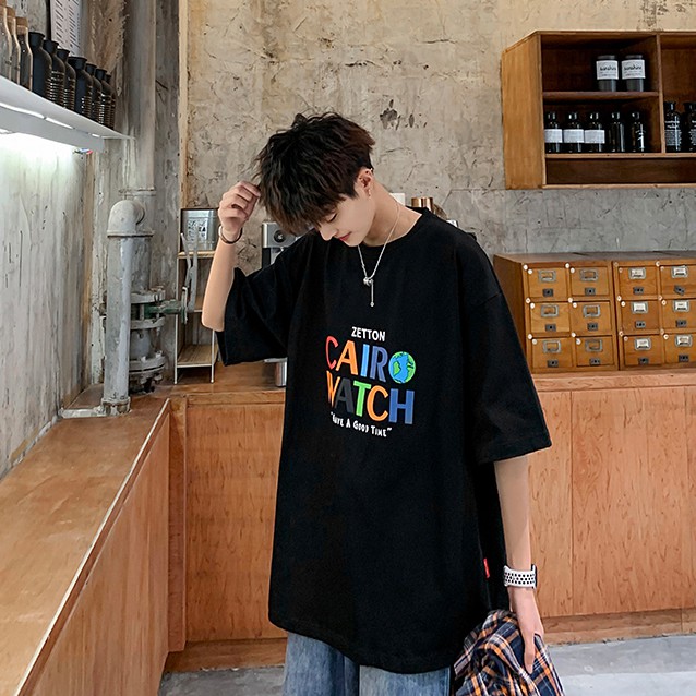 Áo Thun Dáng Rộng Tay Lỡ Phong Cách Hàn Quốc Dành Cho Nam Size M-5Xl