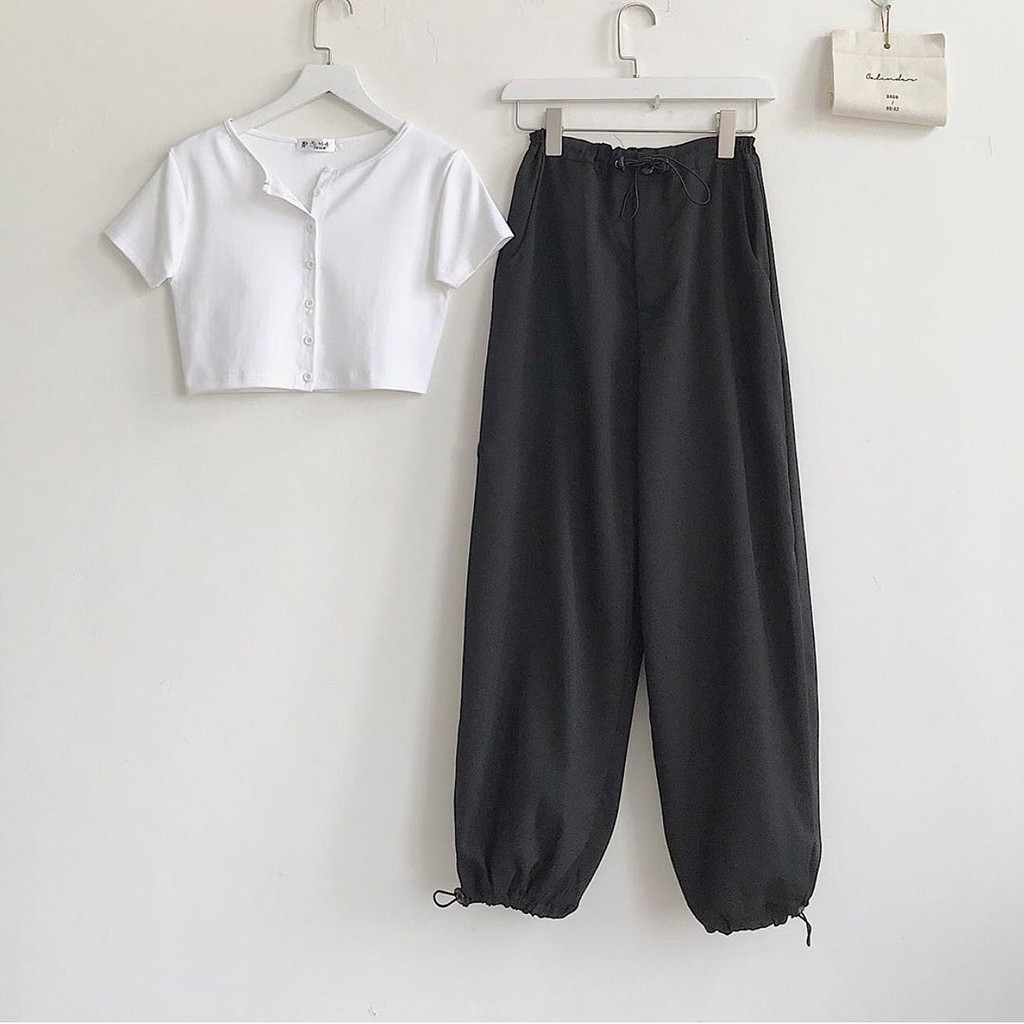 Quần Jogger Vải Nữ Ống Rộng Dây Rút Eo Co Giãn Thỏa Mái Năng Động - 2199 (Gous Official)