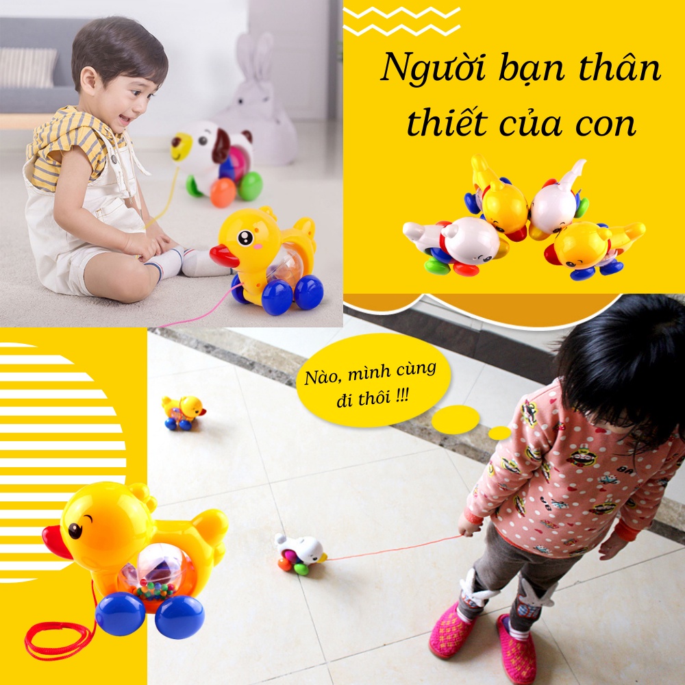 Xe kéo vịt con cho bé có hạt lắc cho bé kéo tập đi thích thú đồ chơi trẻ em thông minh cho bé trai bé gái 1 2 tuổi babye