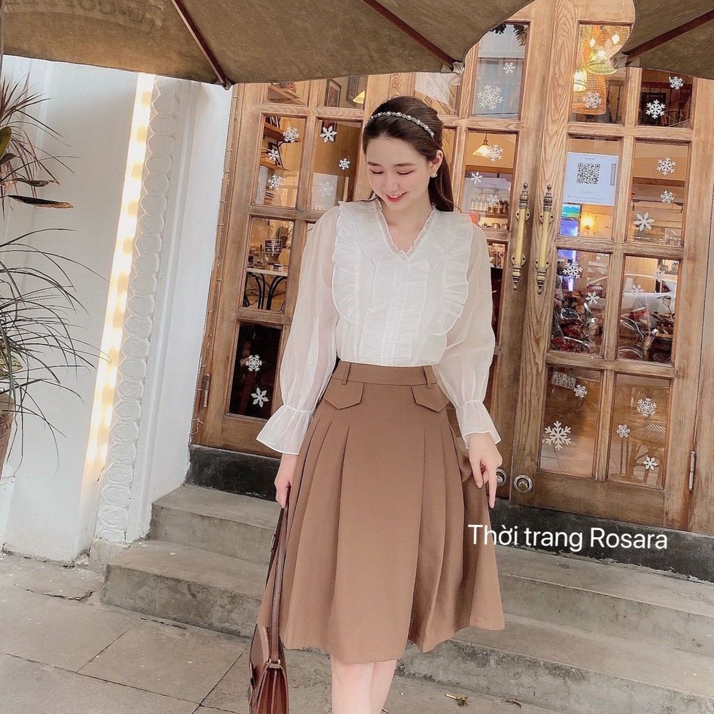 Chân váy thiết kế xòe dáng tiểu thư 2 màu Rosara CV01 | BigBuy360 - bigbuy360.vn