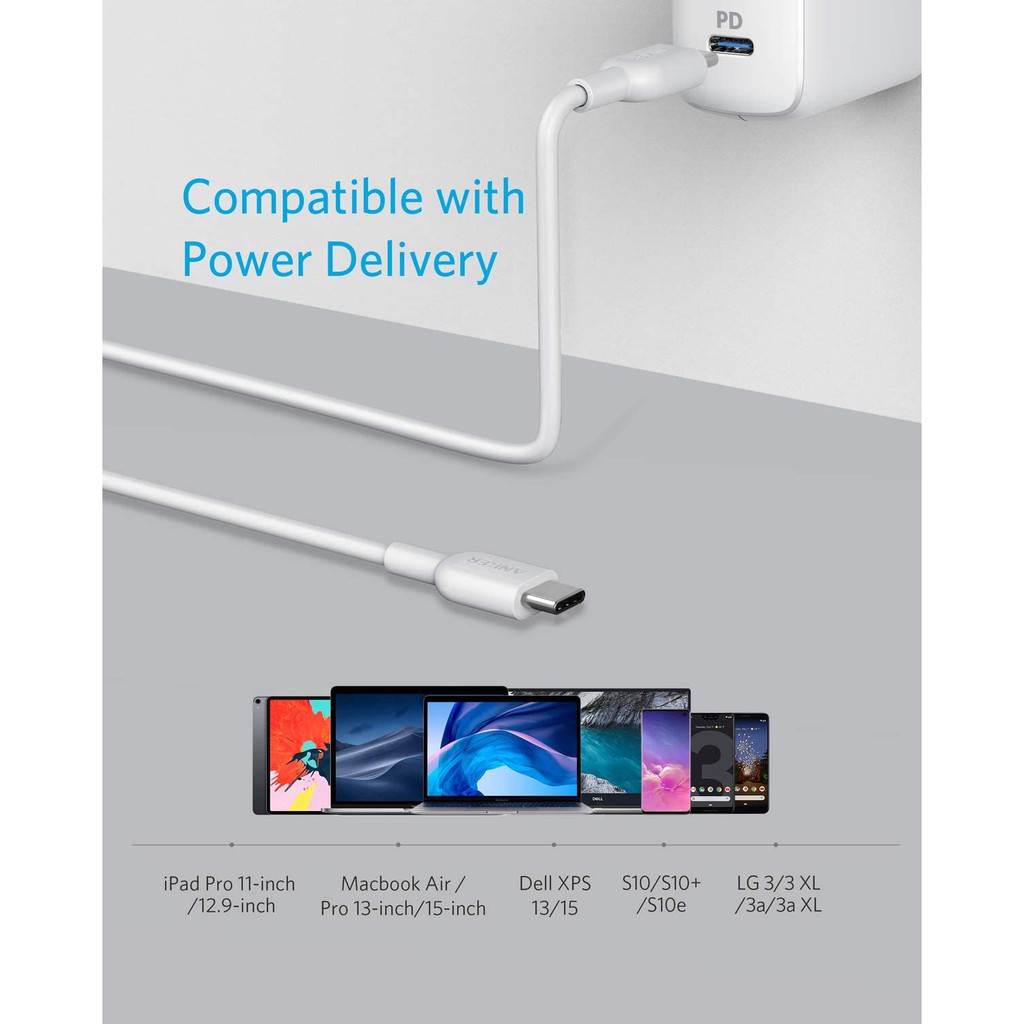 Cáp sạc nhanh Anker Powerline II USB-C ra USB-C 2.0  PD - Dài 1.8m - A8482 - new 100% cho Macbook Laptop