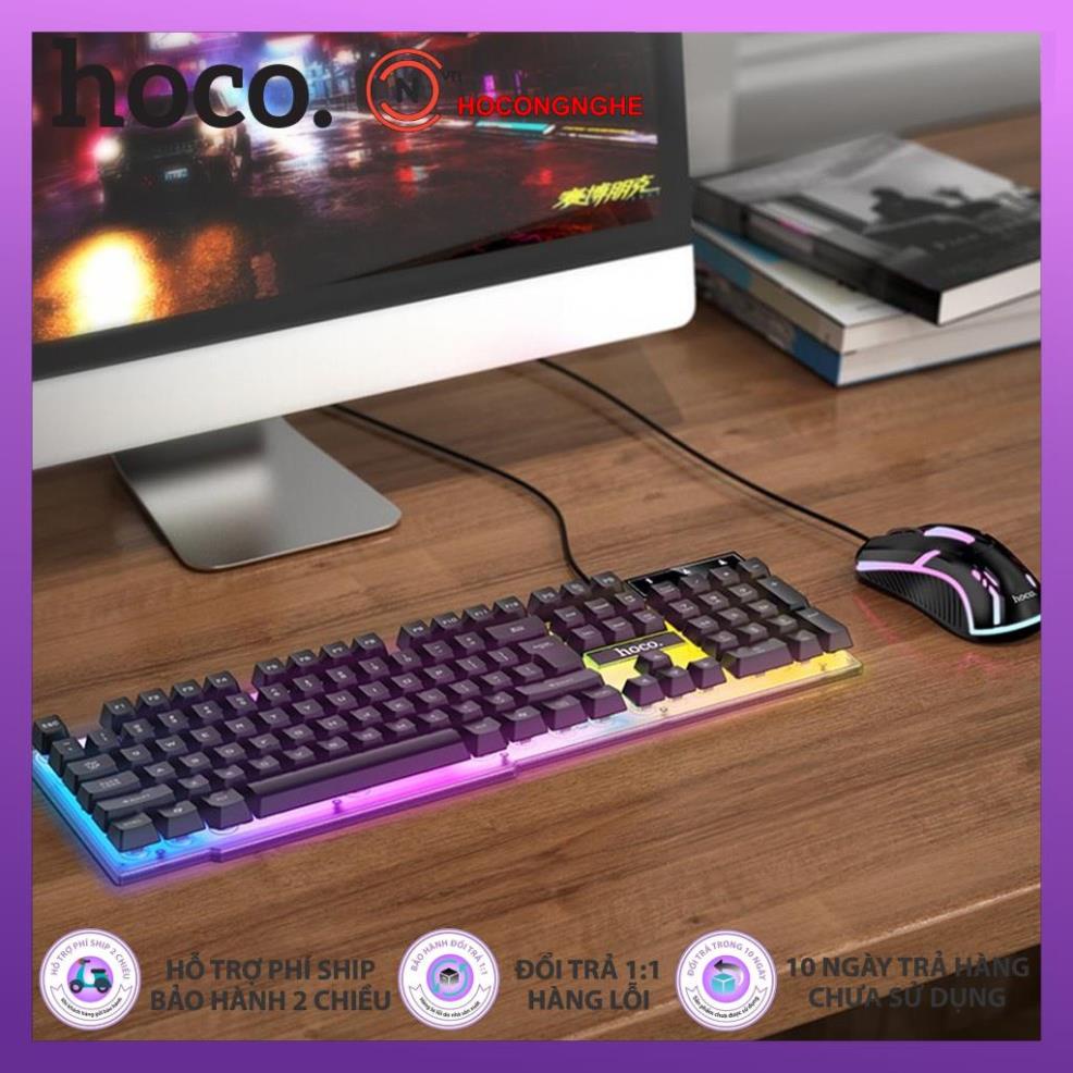 CHÍNH HÃNG  Bộ bàn phím máy tính chuột máy tính có dây, bàn phím gaming, chuột gaming, chuột Hoco GM11 có LED - CCN