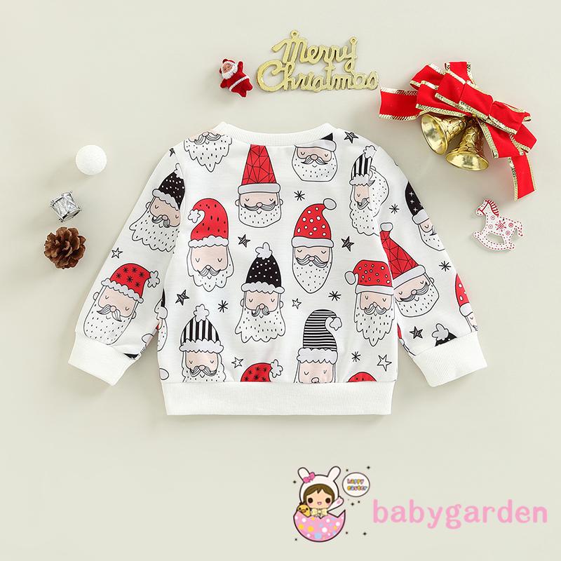 Áo Thun Tay Dài Cổ Thuyền In Họa Tiết Giáng Sinh Cho Bé 6 Tháng Đến 4 Tuổi