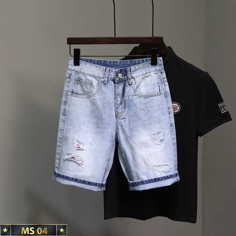 Quần short jean nam họa tiết cao cấp - chất liệu Denim co dãn tốt, THỜI TRANG NAM NỮ GEMINI KV0243