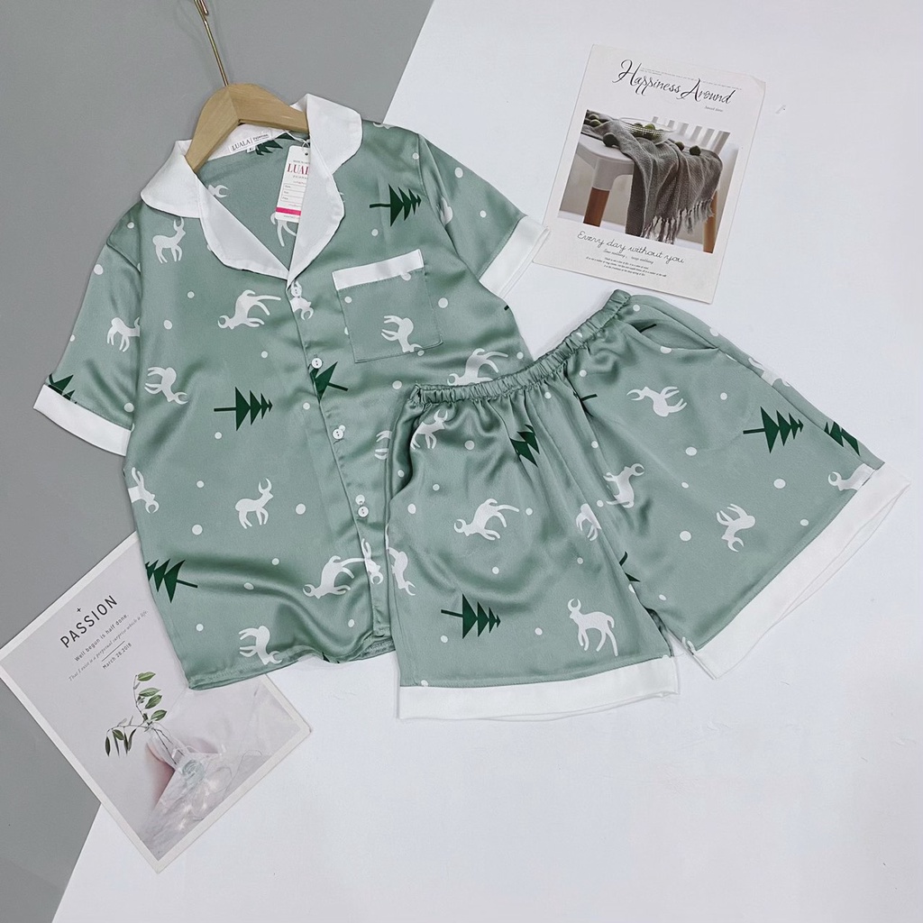 Đồ bộ pijama đùi chất lụa satin size M,L,XL (mã 003) | BigBuy360 - bigbuy360.vn