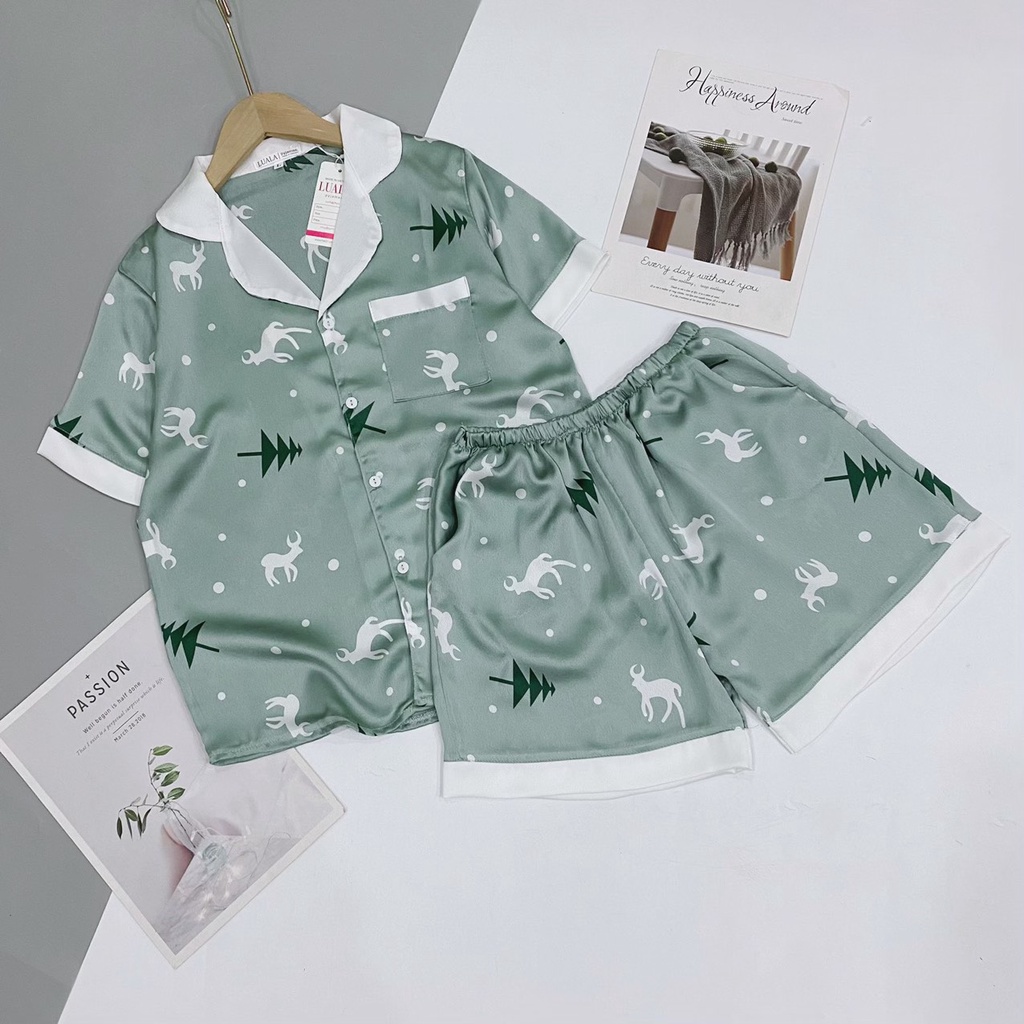 Đồ bộ pijama đùi chất lụa satin size M,L,XL