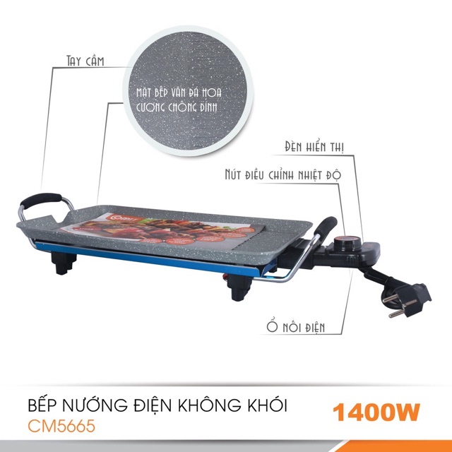 Bếp điện nướng không khói comet cm5665