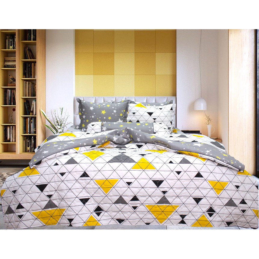 Bộ chăn ga gối drap giường 100% cotton sợi bông Hàn Quốc trắng kẻ Julia 263