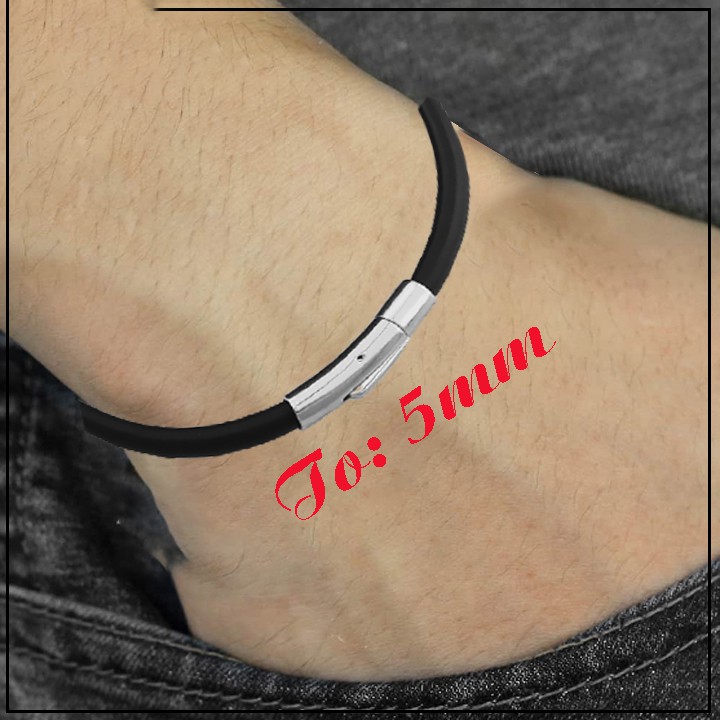 Vòng tay cao su 5 ly cao cấp khóa inox Vip màu trắng - Chọn size theo yêu cầu - Đem lại đẳng cấp phong độ cho người đeo