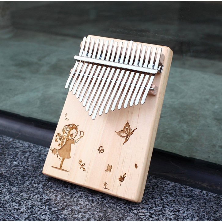 Đàn kalimba 17 phím khắc hình bướm, tặng đầy đủ phụ kiện, túi, búa, hướng dẫn tự học, khăn lau, dán phím