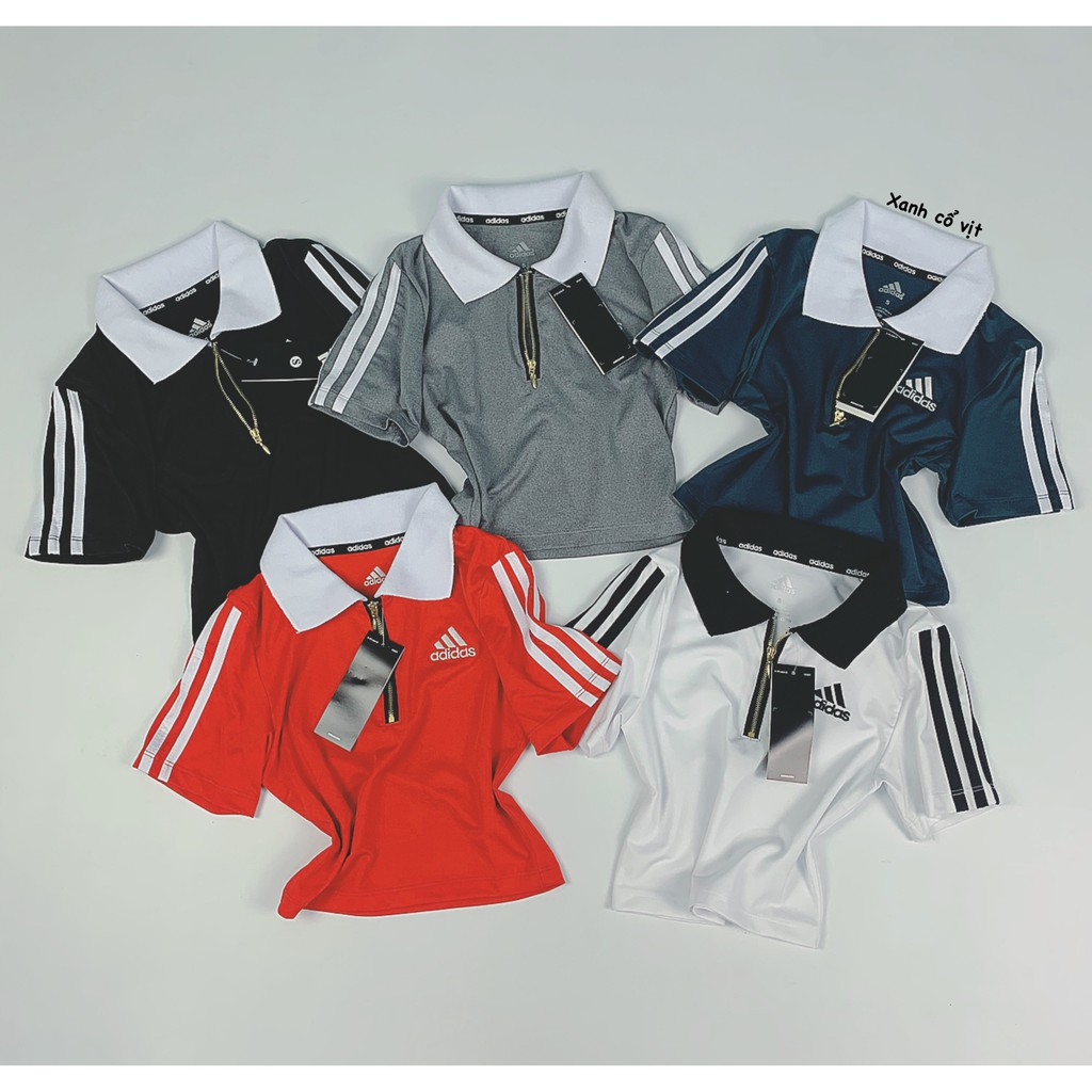 Áo Croptop Cổ Trụ Tay 3 Sọc Phối Dây Kéo Đồng Siêu Xịn | BigBuy360 - bigbuy360.vn