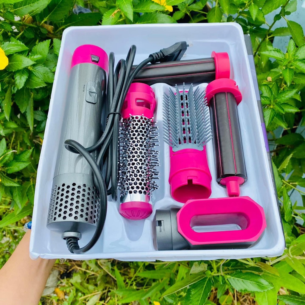 Máy Sấy Tóc Đa Năng 5 In 1 Kiêm Máy Làm Tóc, Uốn, Duỗi, Làm Xoăn Tự Động Không Hư Hại Tóc