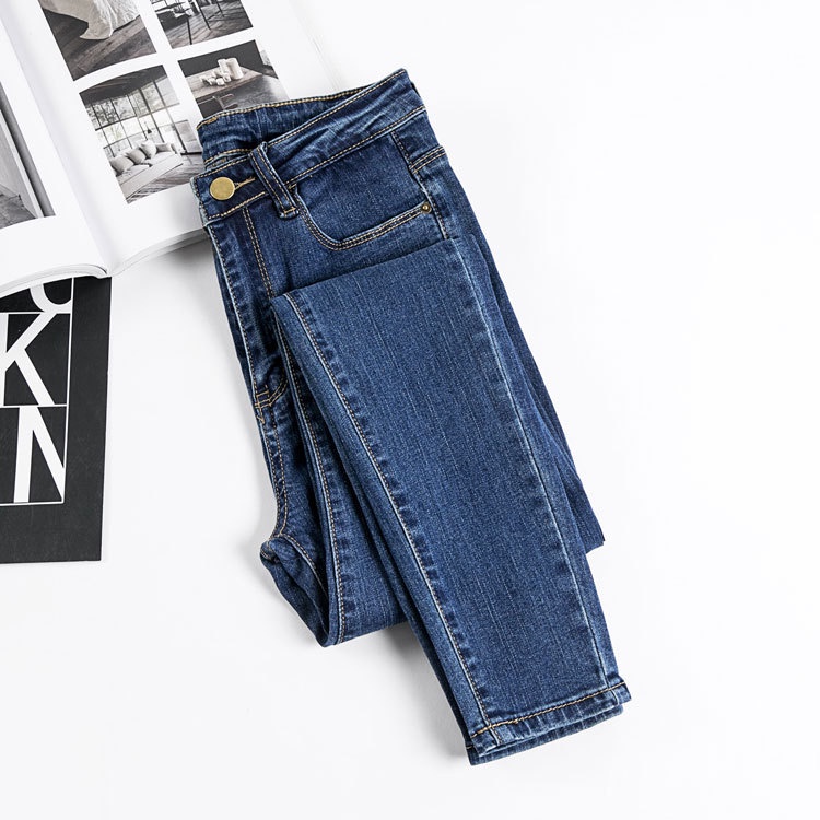 Quần jeans IELGY dài lưng cao co giãn cỡ lớn thời trang dành cho nữ