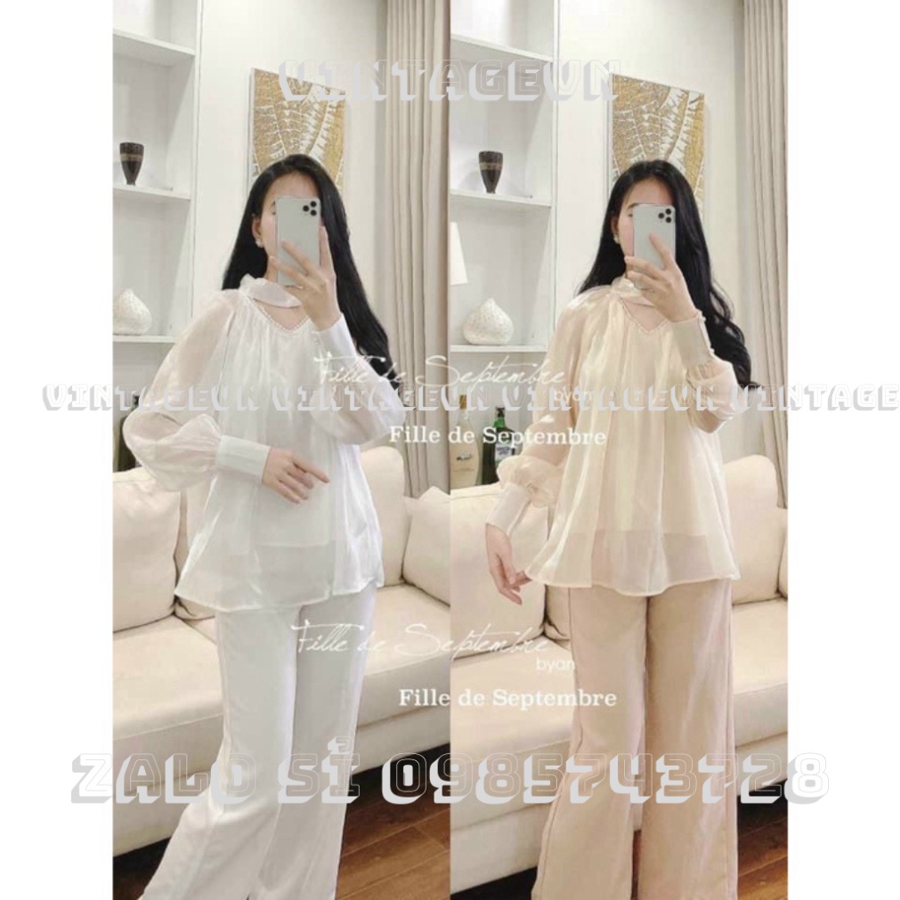 Áo babydoll tay bồng tiểu thư dấu quần kaca vintagevn