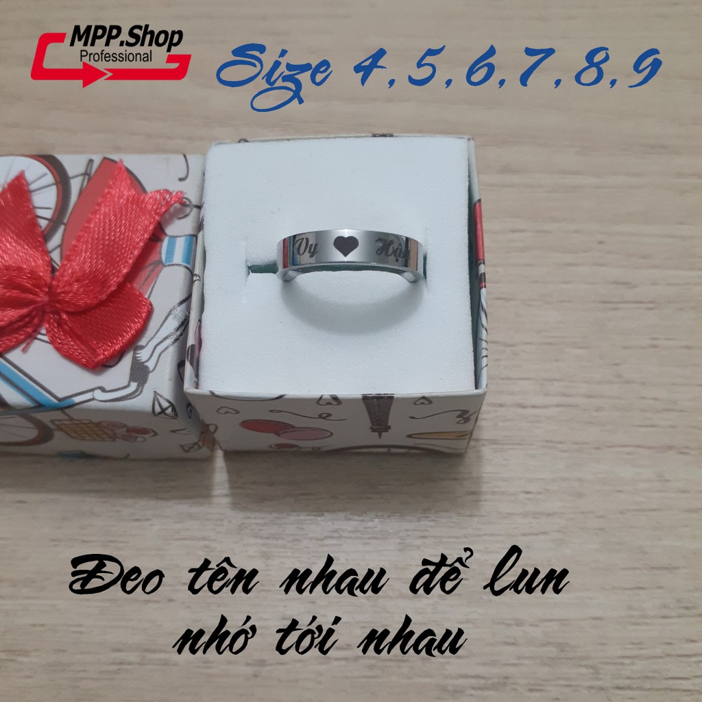 02 chiếc nhẫn đôi tình nhân inox - khắc tên theo yêu cầu- tặng hộp - đẹp, không phai - liên hệ shop để được tư vấn