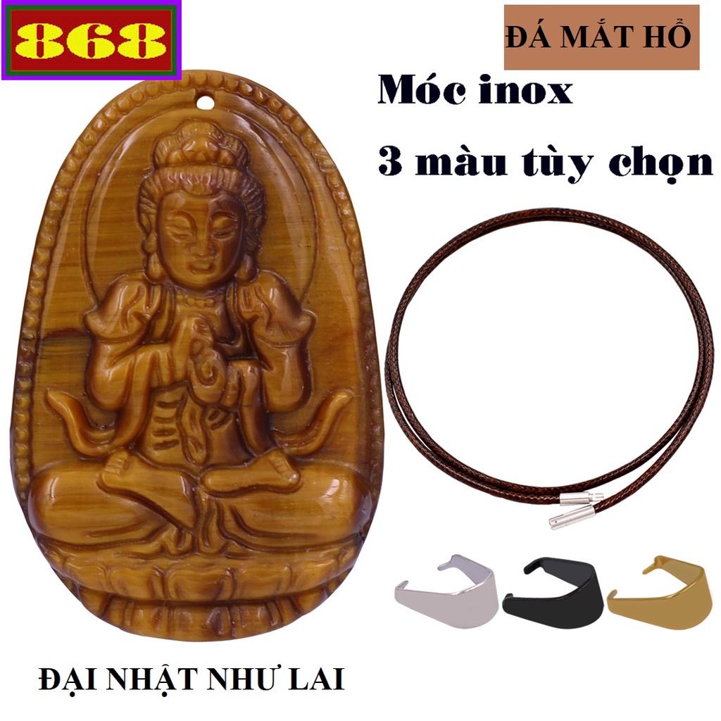 Vòng cổ mặt Phật hộ mệnh tuổi Mùi, Thân - Dây cao su đen Phật Đại nhật như lai đá VCSEMHBE3