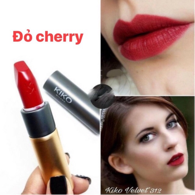 Son môi KIKO VELVET PASSION MATTE LIPSTICK màu 312 đỏ tươi cherry