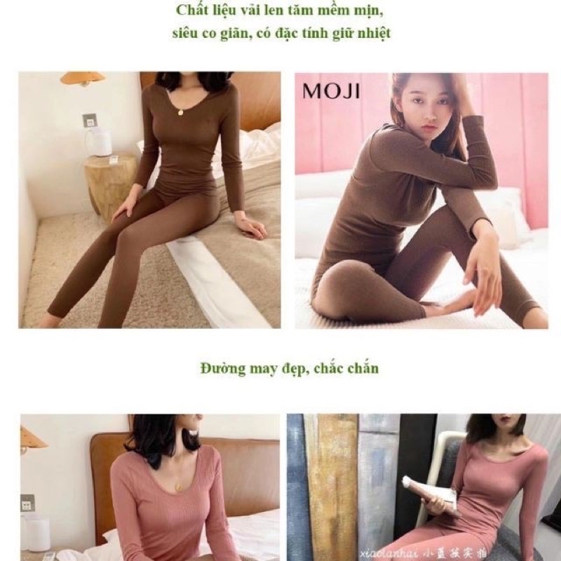 Bộ giữ nhiệt henny roe Bộ len tăm Bộ ngủ Áo giữ nhiệt