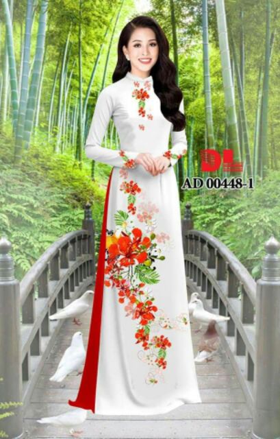 Vải áo dài hoa phượng