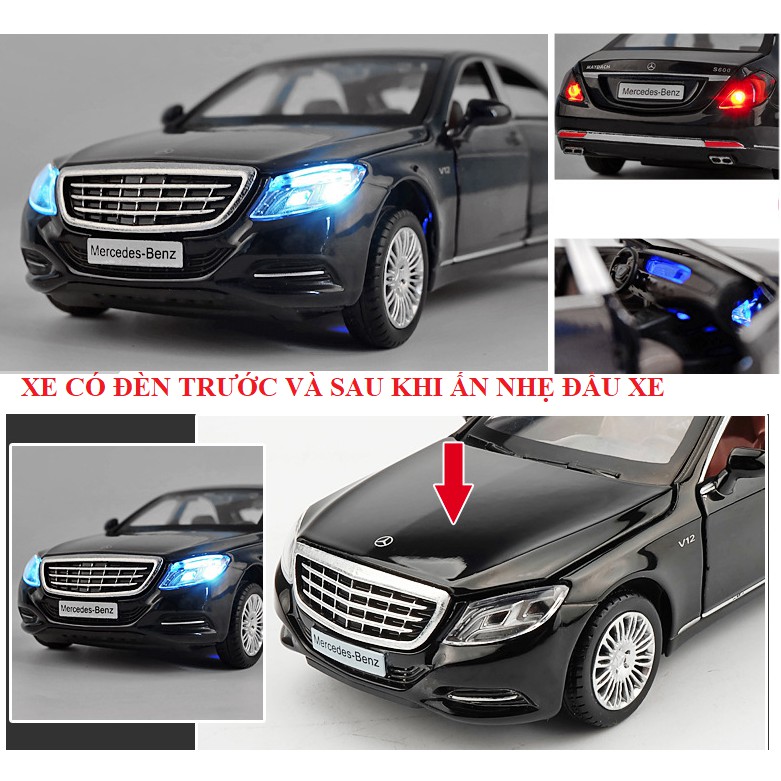 Xe mô hình ô tô MERCEDES BENZ S600 ĐỒ chơi trẻ em bằng sắt tỉ lệ 1:32 có âm thanh và đèn mở các cửa xe