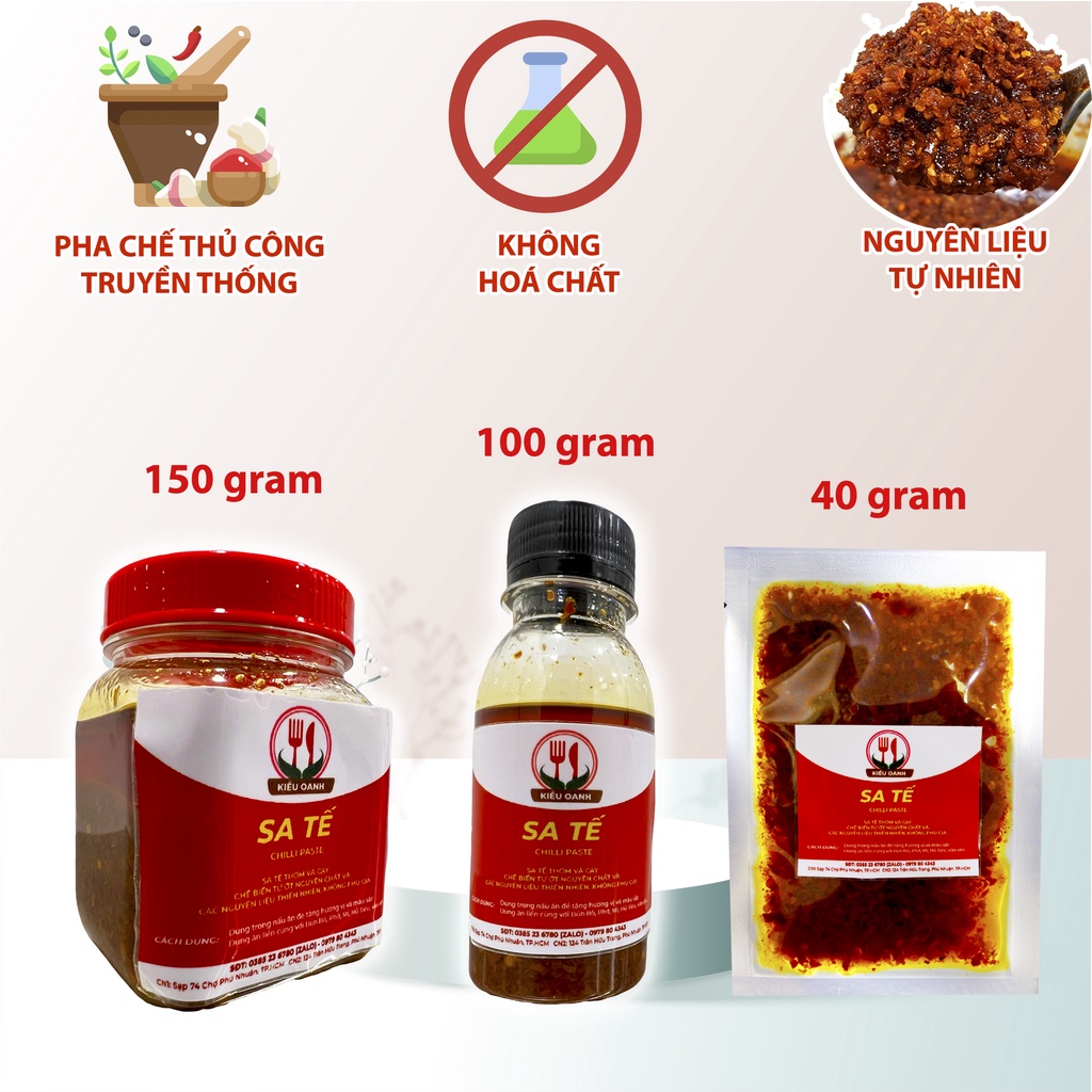 Sa Tế Cay KIỀU OANH chế biến từ Ớt Tươi và Ớt Khô nhà làm hương vị thơm ngon màu sắc đẹp tự nhiên